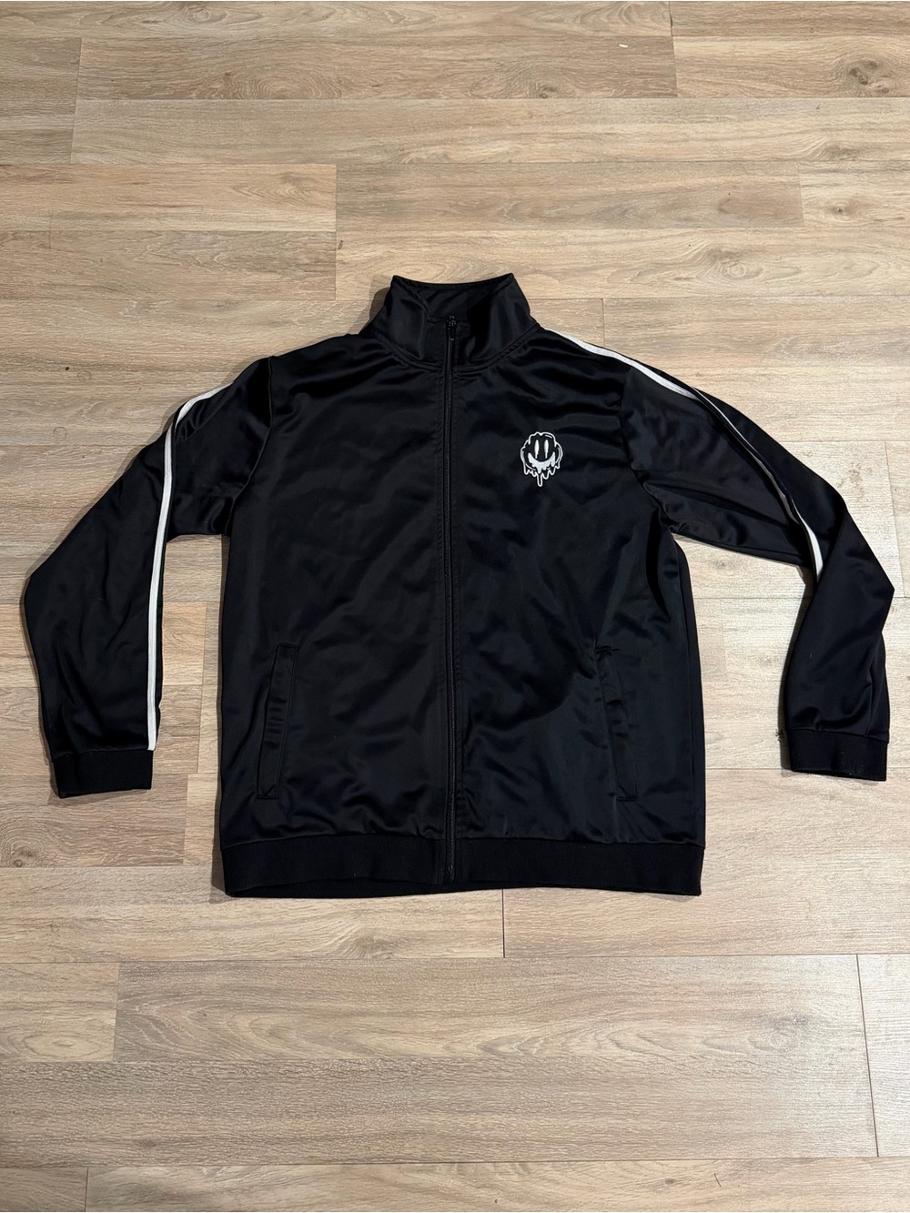 Dolls Kill Black Track Jacket with White Piping